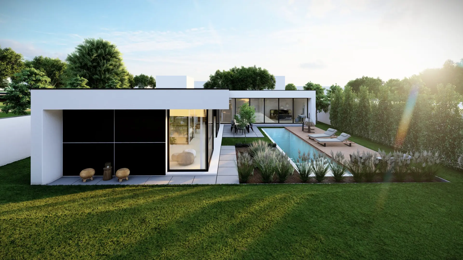 GERBERHAUS13 – Visualisierung: Blick über den Garten